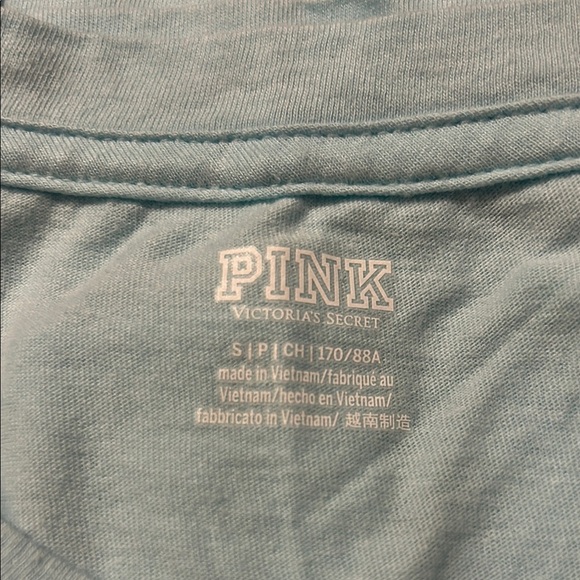 PINK Victoria's Secret Light Blue Long Sleeve Tee NWT. Small - Picture 2 of 3
